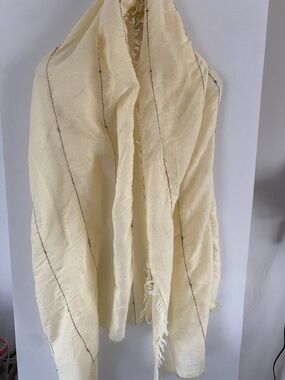 Light Yellow Fringed Woven Scarf - Women Accessories